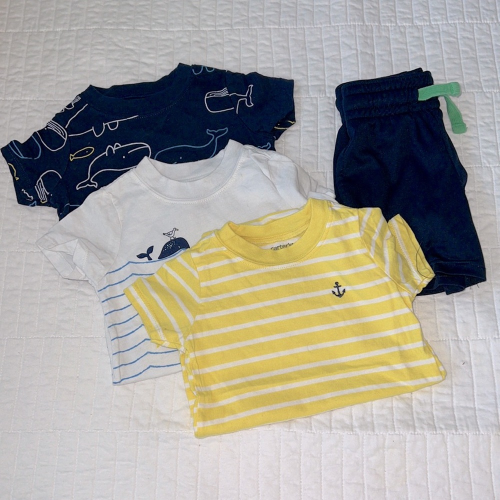 Nautical Onesie Set with Navy Shorts Add On